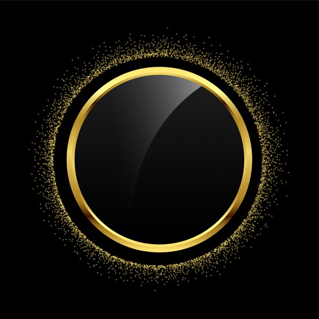 Empty circle golden glitter frame background