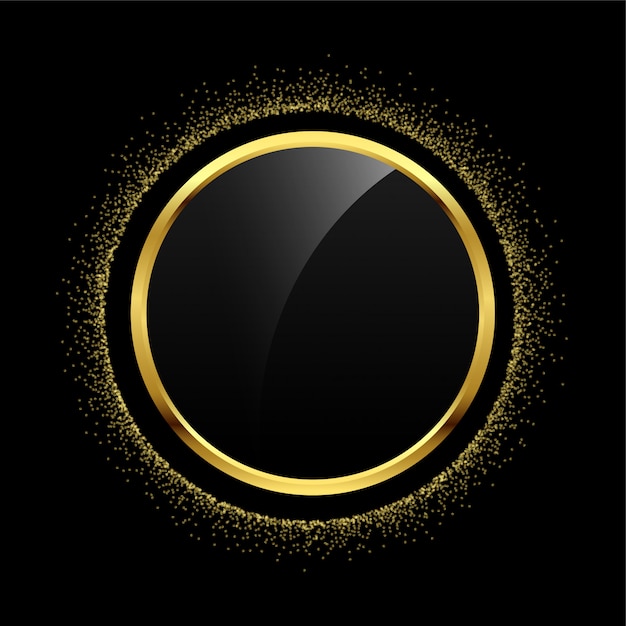 Empty circle golden glitter frame background