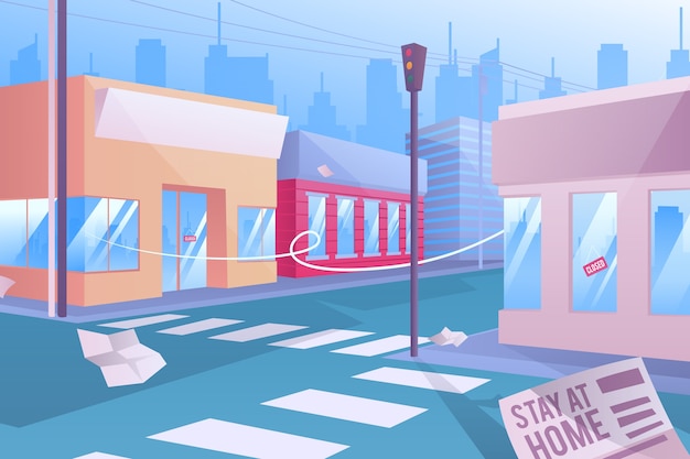 Free vector empty city due to pandemic