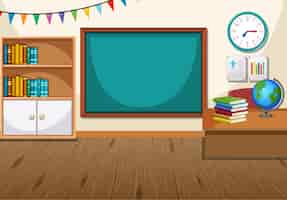 Free vector empty classroom interior with chalkboard
