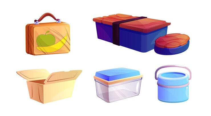 Free Vector empty close and open lunchbox for school