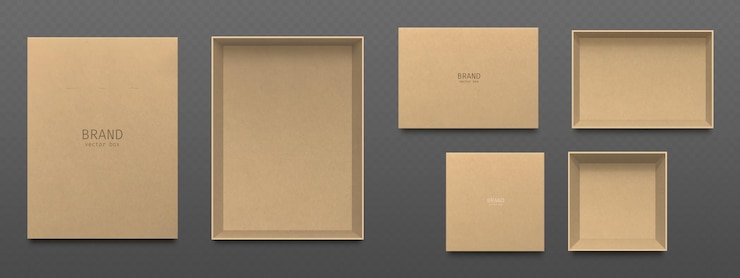 Free Vector empty craft paper box mockups set