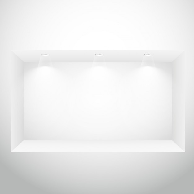 Free vector empty display window with spotlights