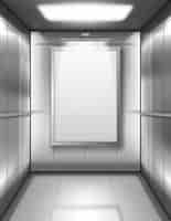 Free vector empty elevator cabin with blank poster