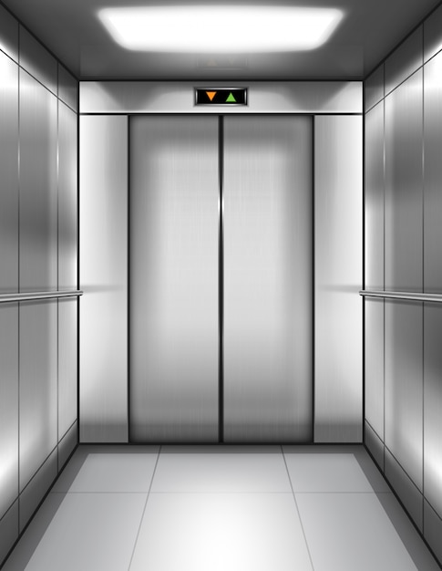 Free vector empty elevator cabin with closed doors inside