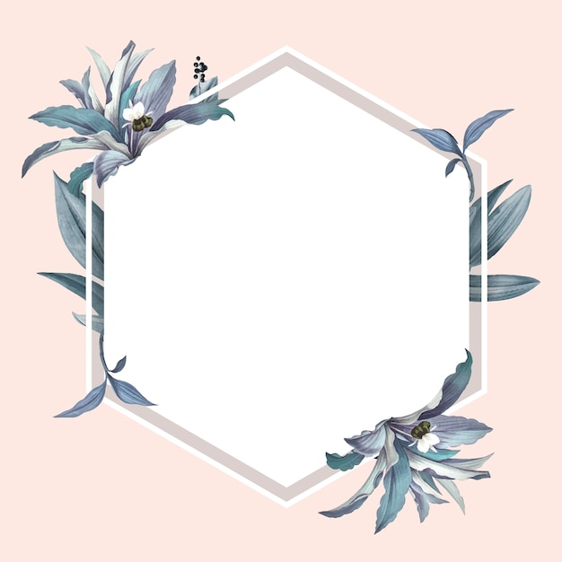 Free vector empty frame with blue leaves design vector