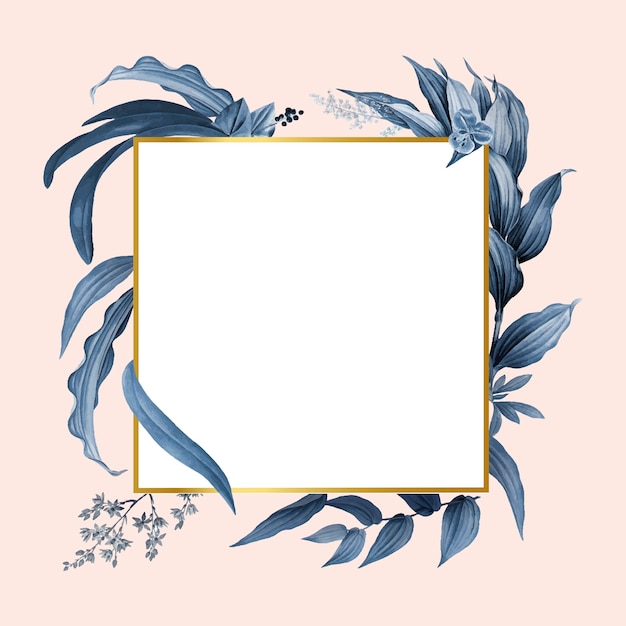 Free vector empty frame with blue leaves design vector