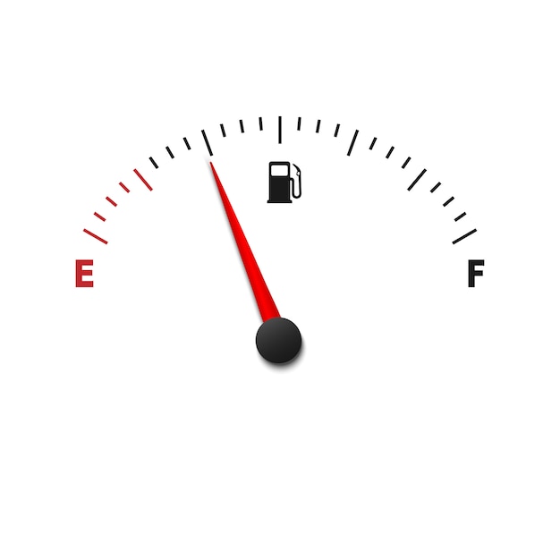 Empty fuel gauge meter