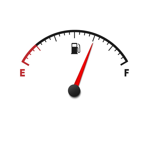 Empty fuel gauge meter
