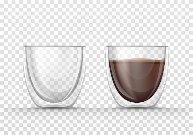 Free vector empty and full of coffee cups in realistic style