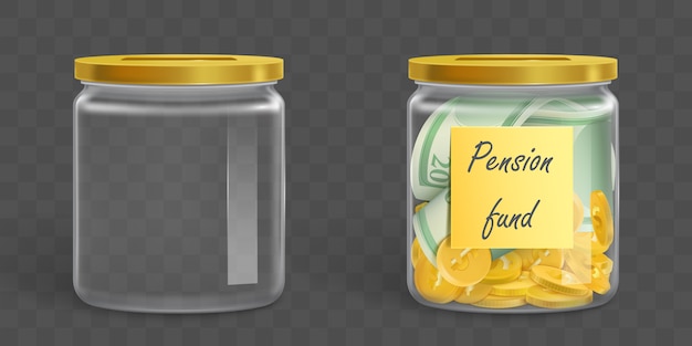 Free vector empty and full money crystal jar