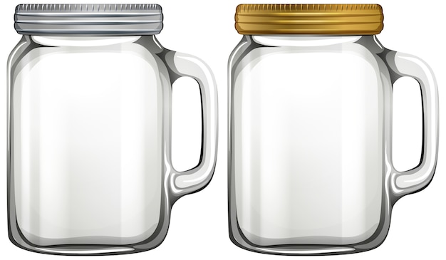 Empty glass jar on white