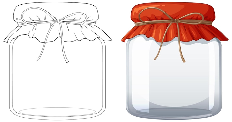 Free Vector empty glass jars with fabric covers