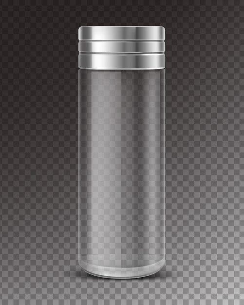 Empty glass salt shaker with metal cap