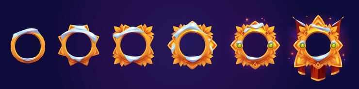 Free Vector empty gold ranking frames for game avatars