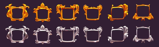 Free vector empty gold and silver frames of game award labels