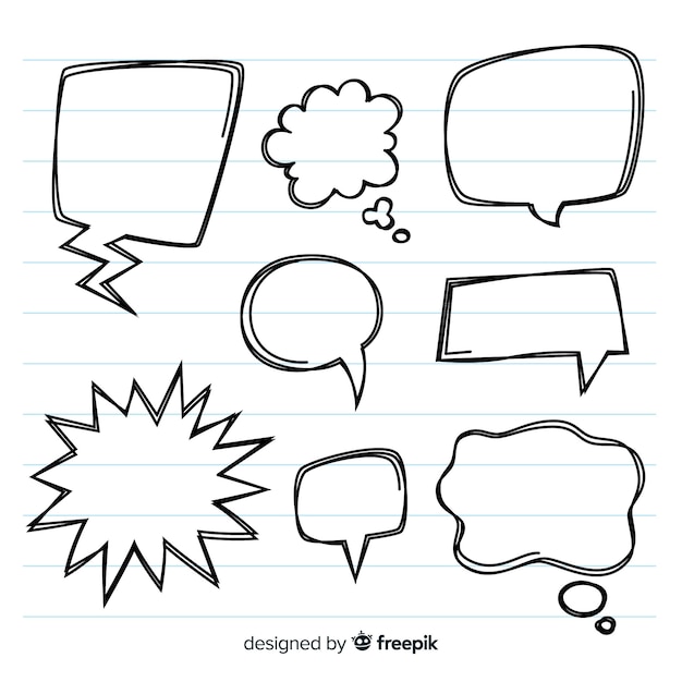 Empty hand drawn speech bubbles pack