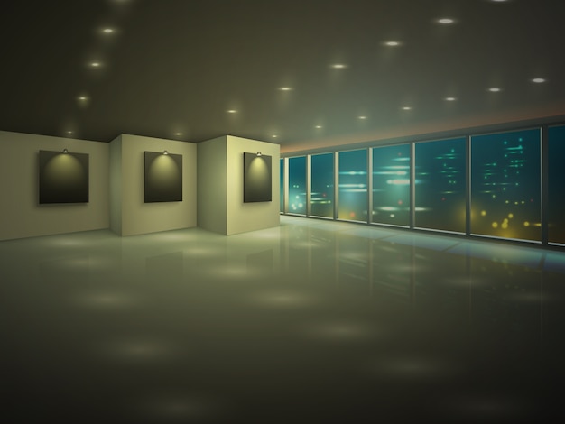 Бесплатное векторное изображение Пустая освещенная квартира в ночное время