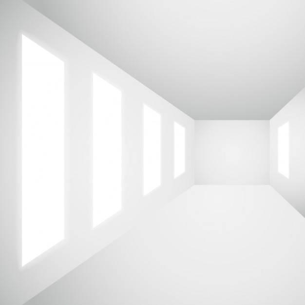 Бесплатное векторное изображение Пустой интерьер галереи с окнами