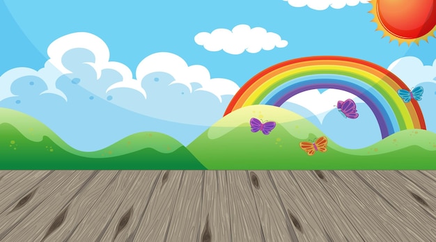 空の壁紙の虹と空の幼稚園の部屋