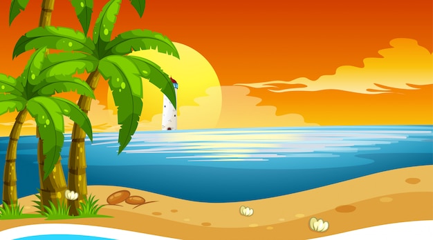 Free vector empty nature beach ocean coastal landscape