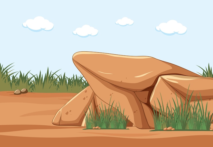 Free Vector empty nature ground with rock and grass