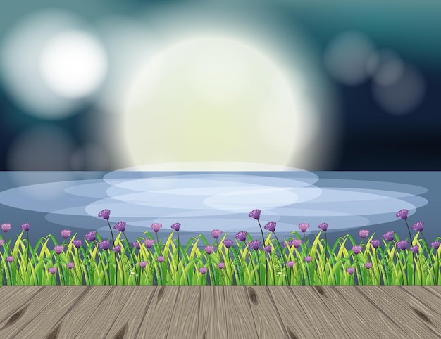 Free vector empty nature landscape scene with blur background