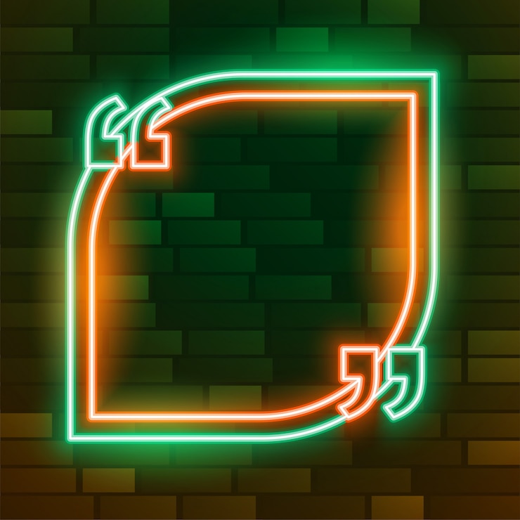 Free Vector empty neon glowing quotation frame with text space