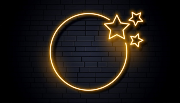 Free vector empty neon signage frame with three stars