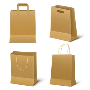 Shopping bags from craft paper set Royalty Free Vector Image