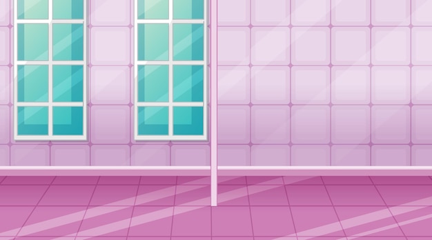 분홍색 타일과 방 구분선이 있는 빈 분홍색 방