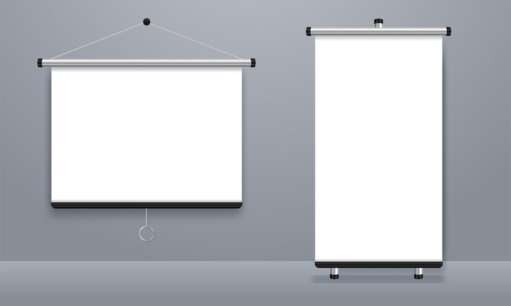 Free Vector empty projection screen, presentation board, blank whiteboard for conference