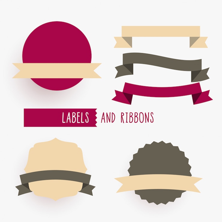 Free Vector empty ribbons and labels design elements set