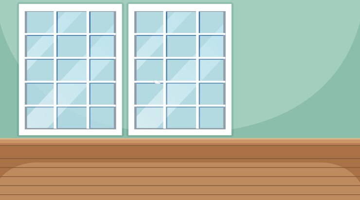 Free Vector empty room with green wall and parquet floor