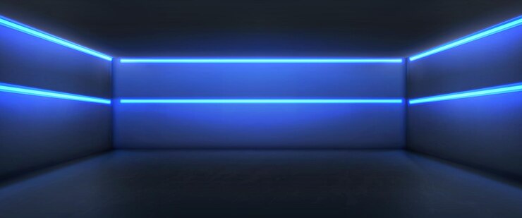 Free Vector empty room with neon light and blue walls