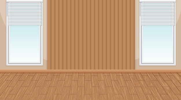 Пустая комната с окном и деревянным паркетным полом
