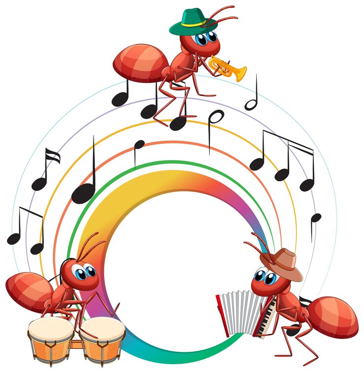 मुफ़्त वेक्टर empty round banner template with ants music band