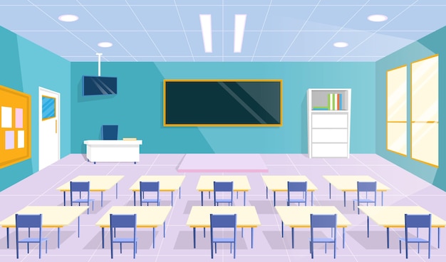 Empty school class - background for video conferencing