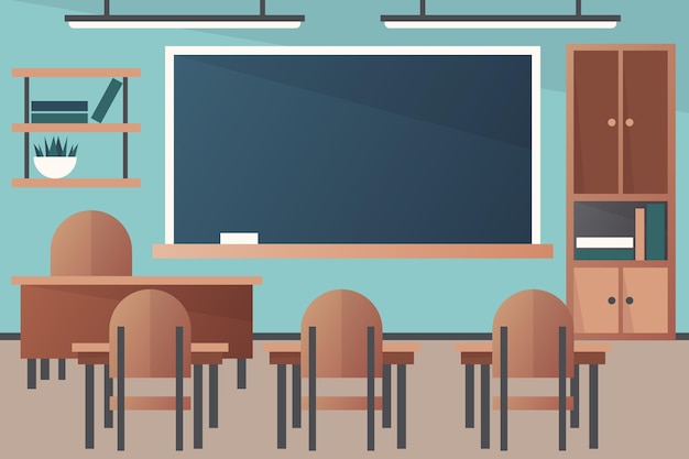 Vettore gratuito sfondo di classe scolastica vuota per videoconferenze