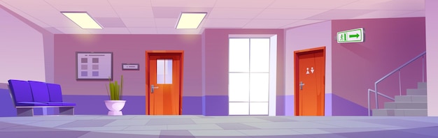 Free vector empty school or clinic hallway interior design