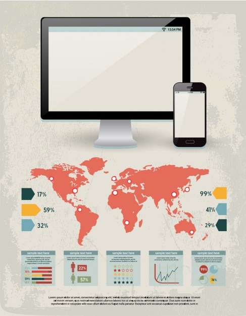 Free Vector empty screens and infographic