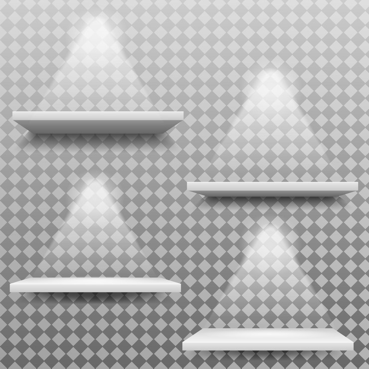 Free Vector empty shelves there is a light that shines down to show the product to stand out