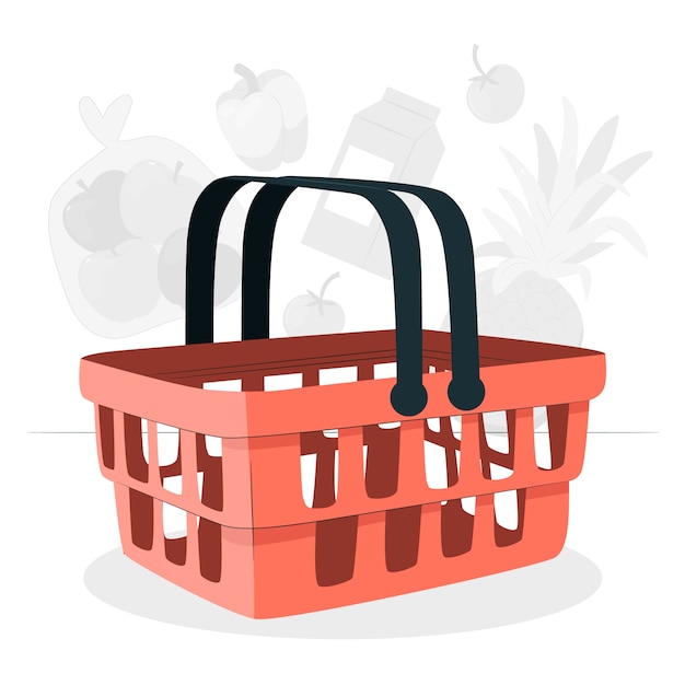 Бесплатное векторное изображение Иллюстрация концепции пустой корзины для покупок