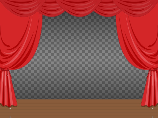 Free vector empty stage illustration with red curtains transparent