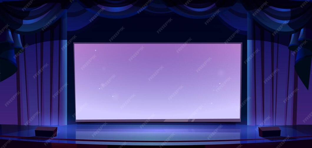 Free Vector | Empty stage with cinema screen cartoon vector