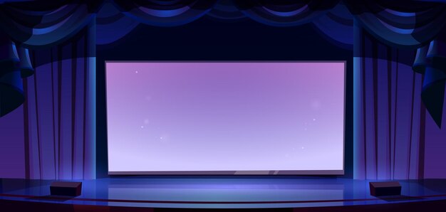 Empty stage with cinema screen cartoon vector