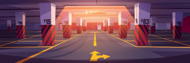 Free vector empty underground car parking interior