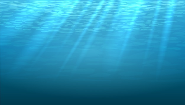 Пустой подводный синий блеск абстрактного фона. Светлый и яркий, чистый океан или море