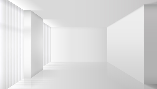 Empty Vector White Interior. Wall Room And Floor, Clear Apartment, Design And Minimalism Style