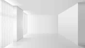 Free vector empty vector white interior. wall room and floor, clear apartment, design and minimalism style